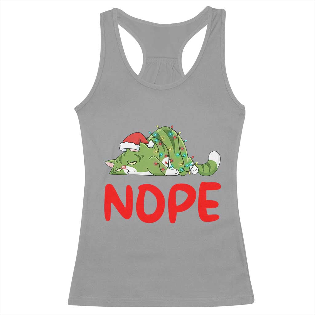 Funny Lazy Cat Christmas Racerback Tank Top Nope Not Today - Wonder Print Shop