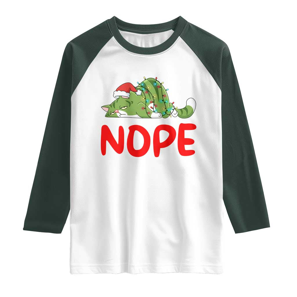 Funny Lazy Cat Christmas Raglan Shirt Nope Not Today - Wonder Print Shop