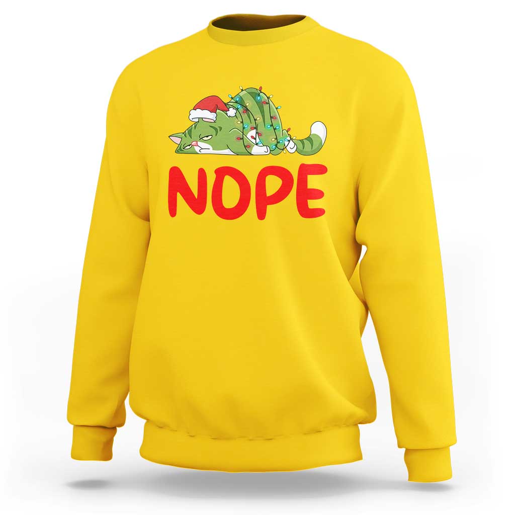 Funny Lazy Cat Christmas Sweatshirt Nope Not Today - Wonder Print Shop