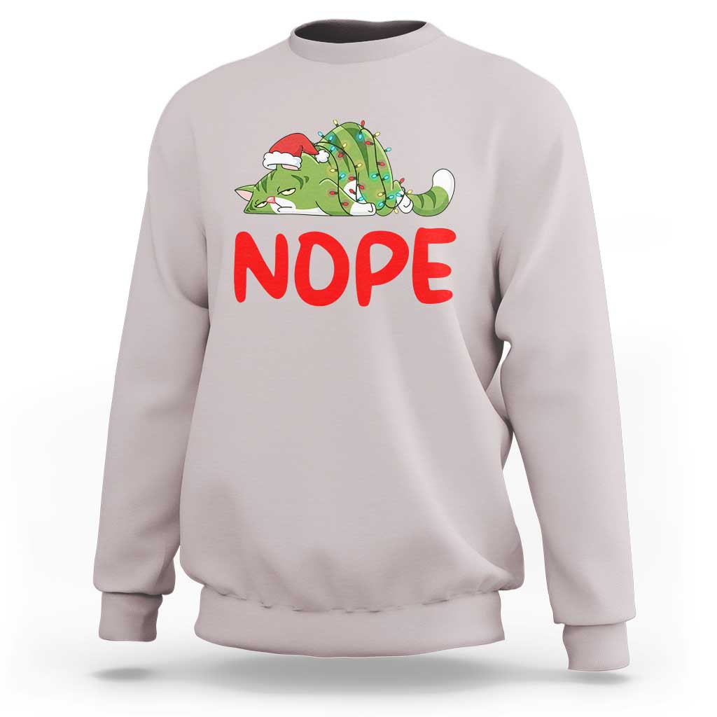 Funny Lazy Cat Christmas Sweatshirt Nope Not Today - Wonder Print Shop