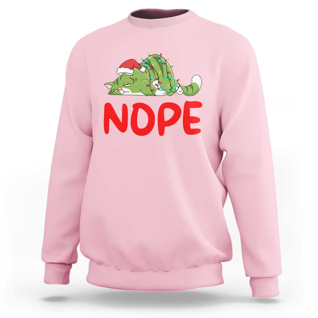 Funny Lazy Cat Christmas Sweatshirt Nope Not Today - Wonder Print Shop