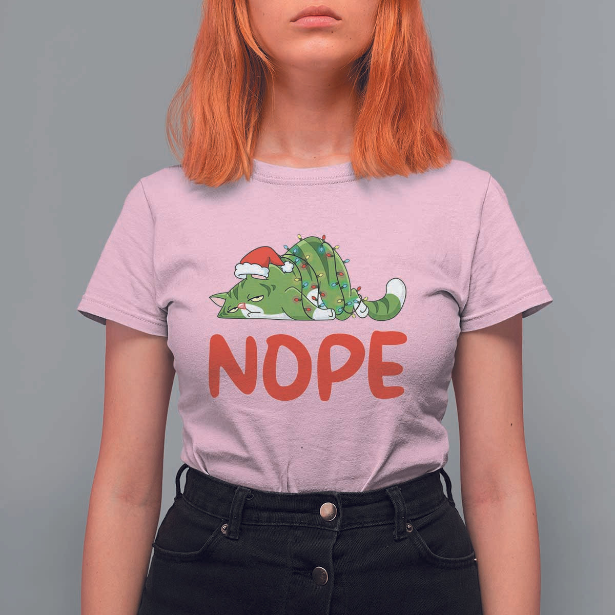 Funny Lazy Cat Christmas T Shirt For Women Nope Not Today - Wonder Print Shop