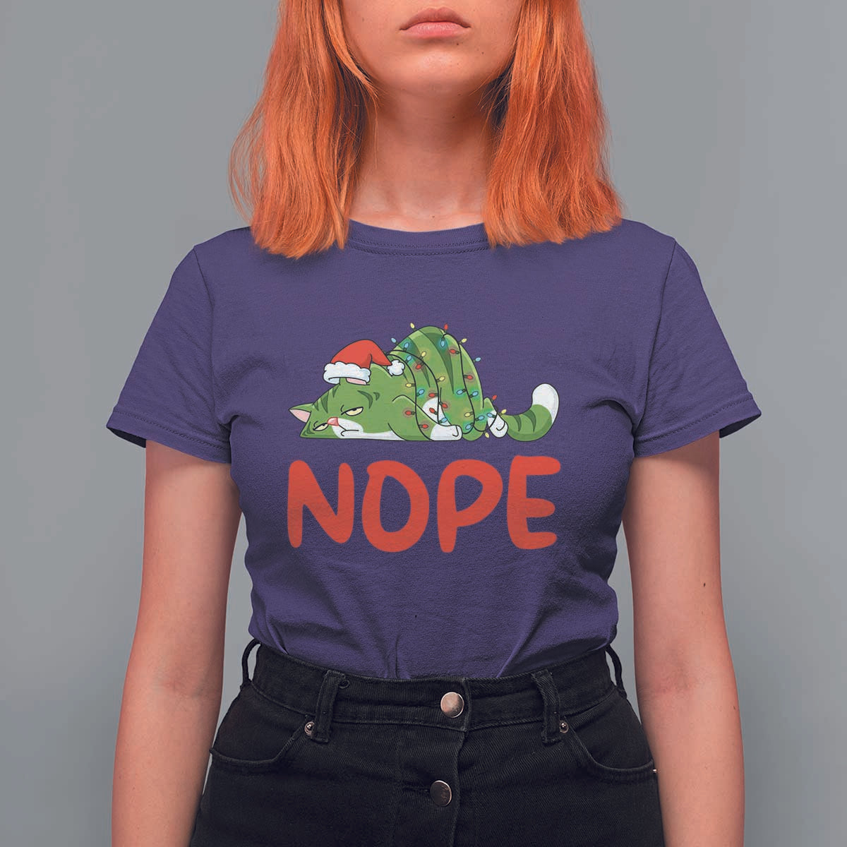 Funny Lazy Cat Christmas T Shirt For Women Nope Not Today - Wonder Print Shop