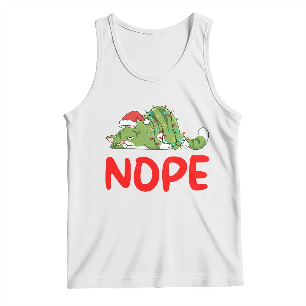 Funny Lazy Cat Christmas Tank Top Nope Not Today - Wonder Print Shop