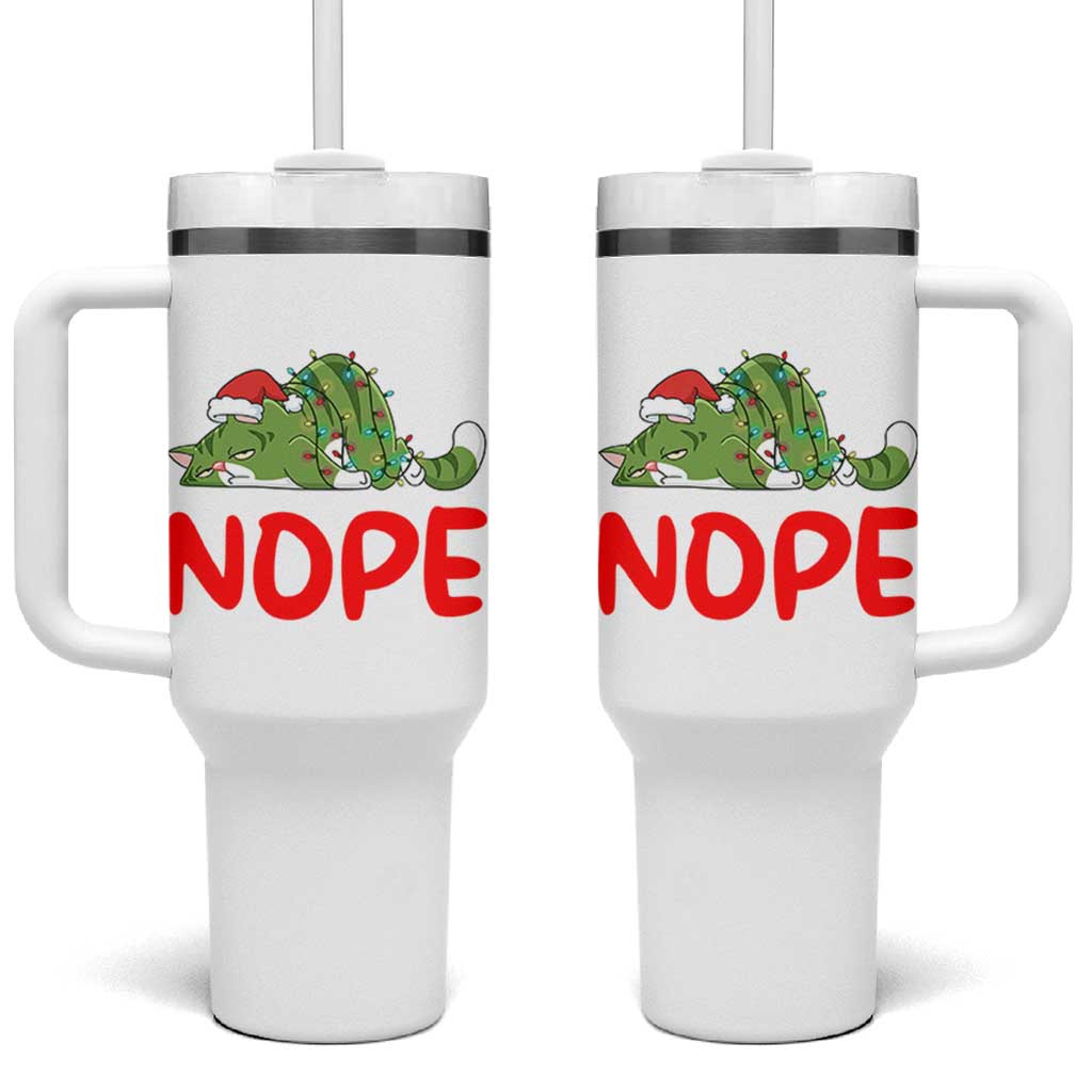 Funny Lazy Cat Christmas Tumbler With Handle Nope Not Today - Wonder Print Shop