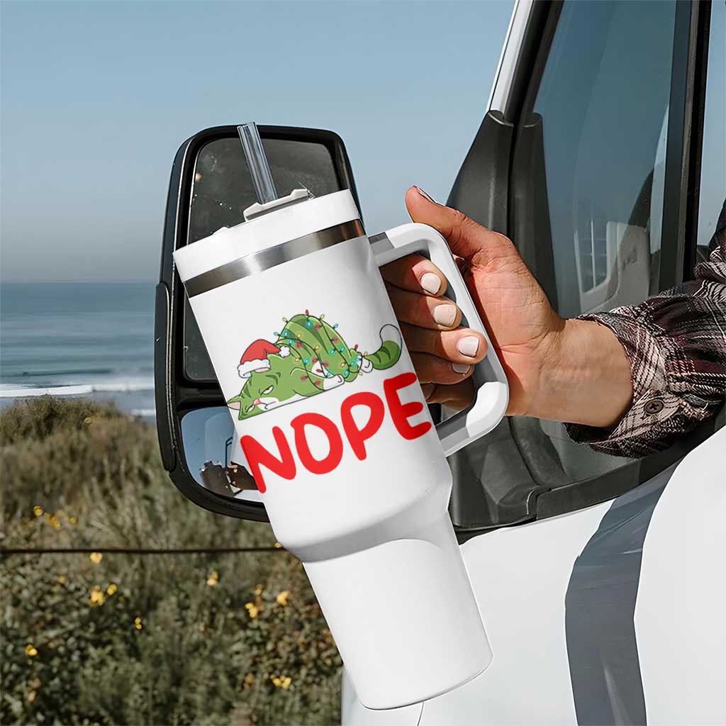 Funny Lazy Cat Christmas Tumbler With Handle Nope Not Today - Wonder Print Shop
