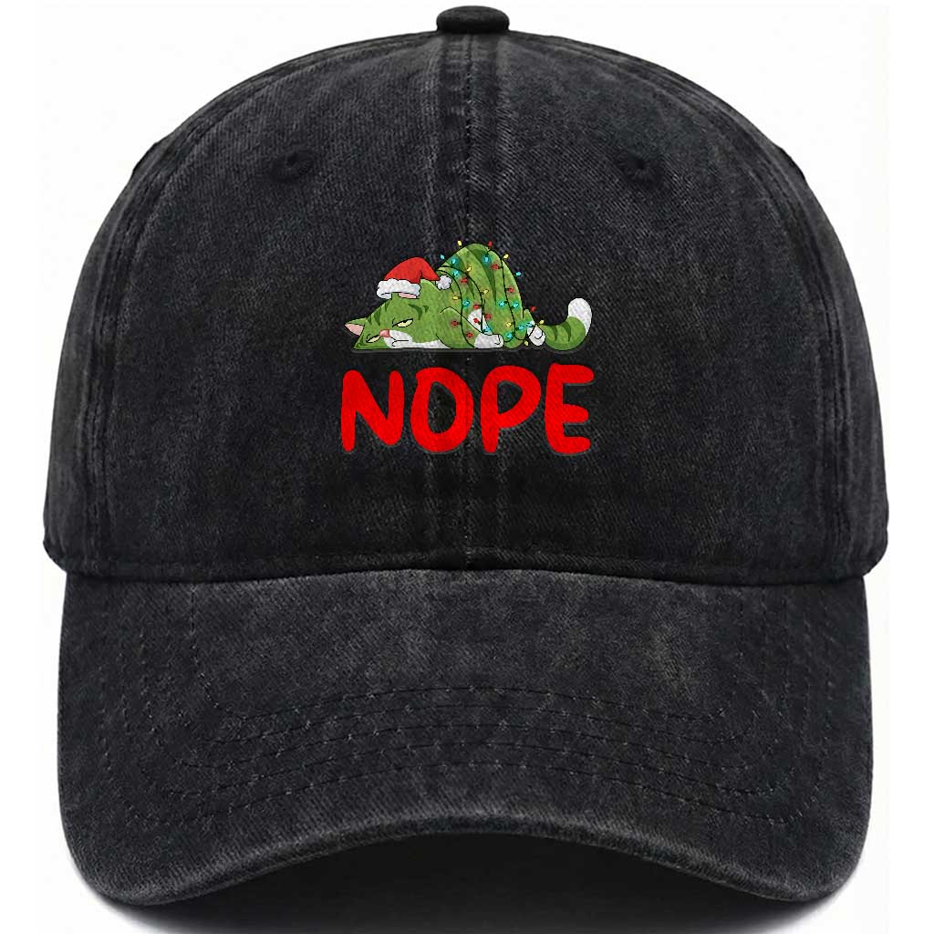 Funny Lazy Cat Christmas Washed Cotton Baseball Cap Nope Not Today