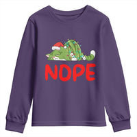 Funny Lazy Cat Christmas Youth Sweatshirt Nope Not Today - Wonder Print Shop