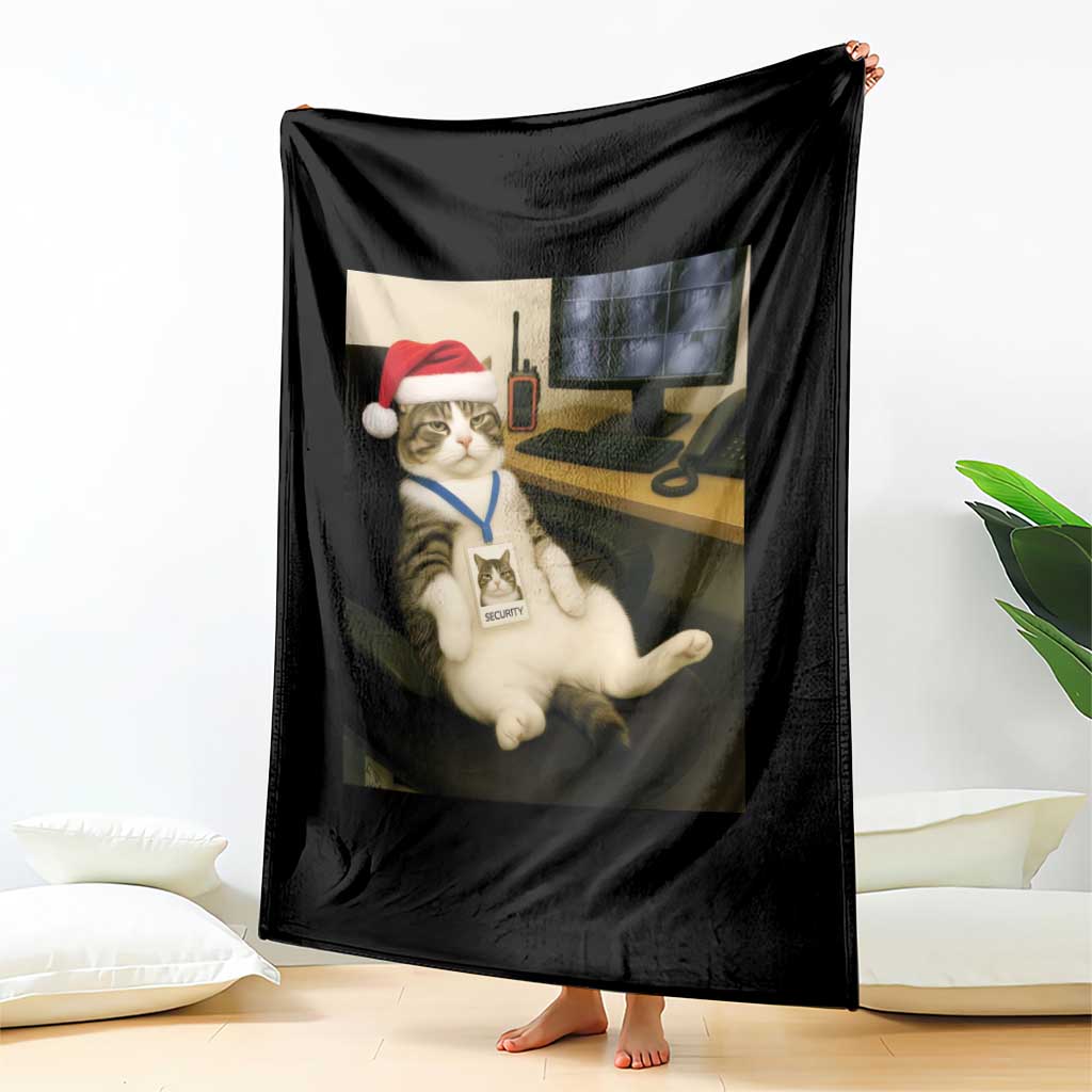 Funny Cat Christmas Throw Blanket Night Time Security Guard - Wonder Print Shop