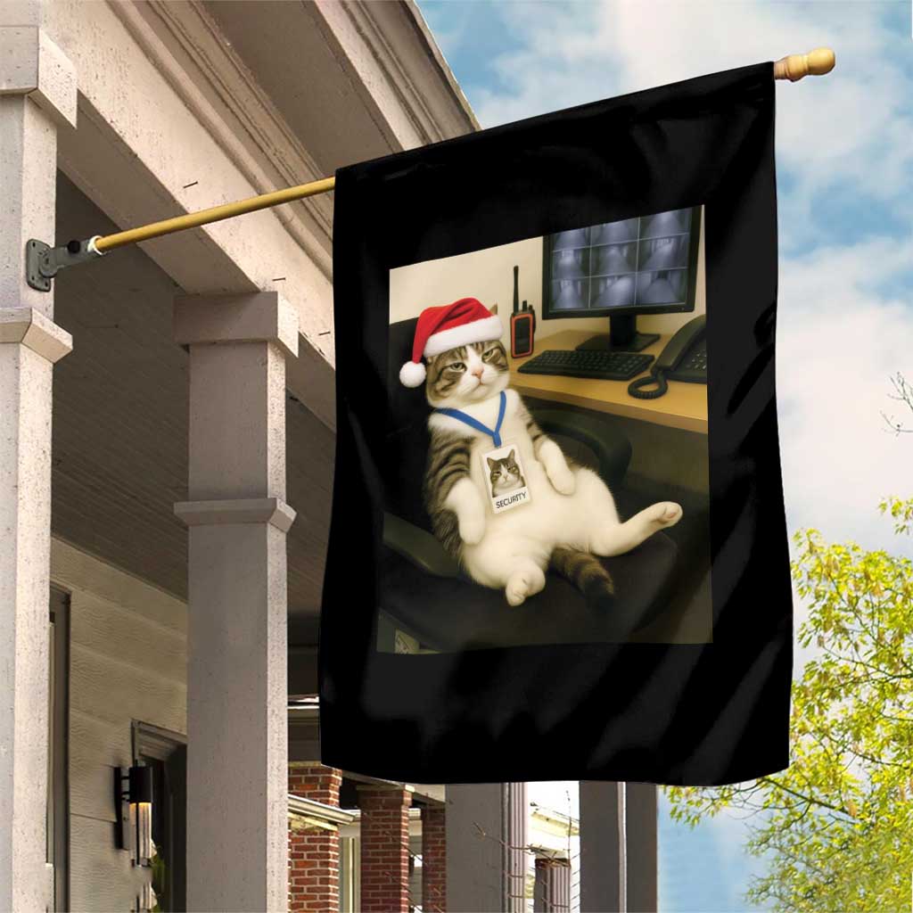 Funny Cat Christmas Garden Flag Night Time Security Guard - Wonder Print Shop
