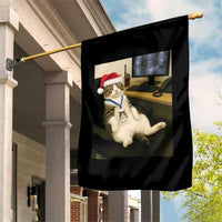 Funny Cat Christmas Garden Flag Night Time Security Guard - Wonder Print Shop