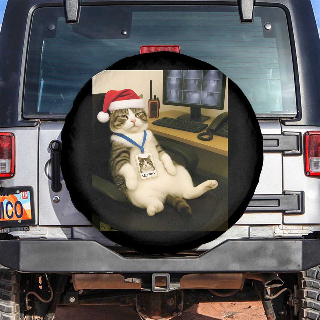 Funny Cat Christmas Spare Tire Cover Night Time Security Guard - Wonder Print Shop