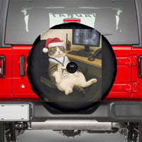 Funny Cat Christmas Spare Tire Cover Night Time Security Guard - Wonder Print Shop