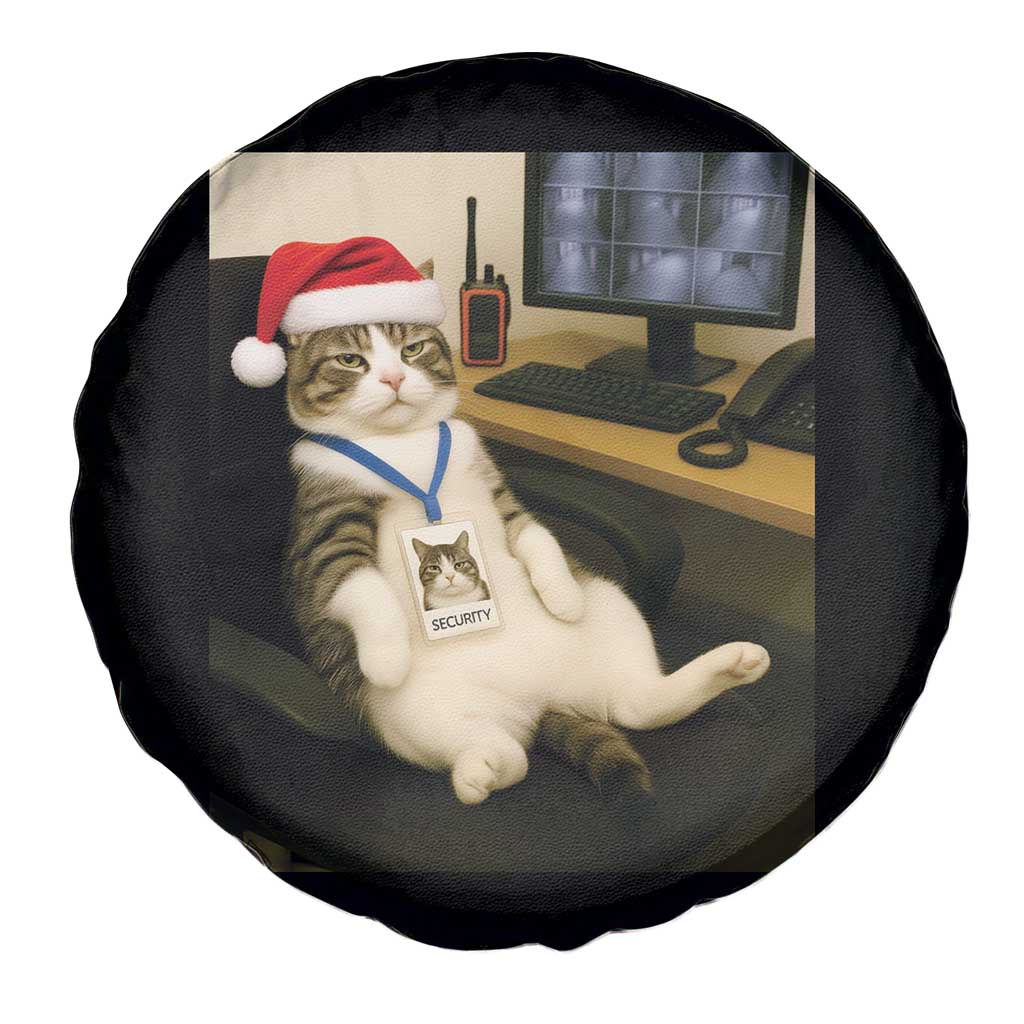 Funny Cat Christmas Spare Tire Cover Night Time Security Guard - Wonder Print Shop