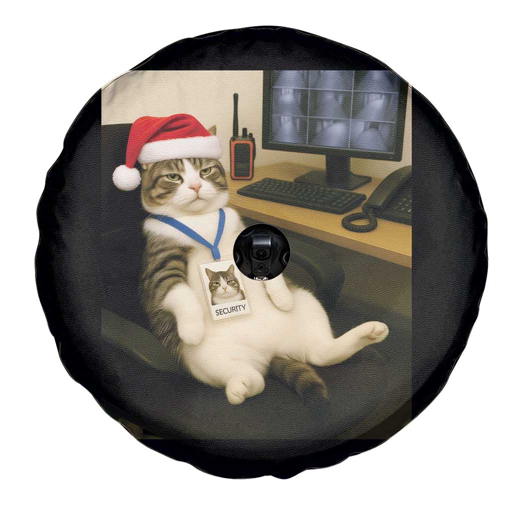 Funny Cat Christmas Spare Tire Cover Night Time Security Guard - Wonder Print Shop