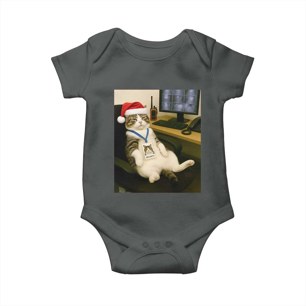 Funny Cat Christmas Baby Onesie Night Time Security Guard - Wonder Print Shop