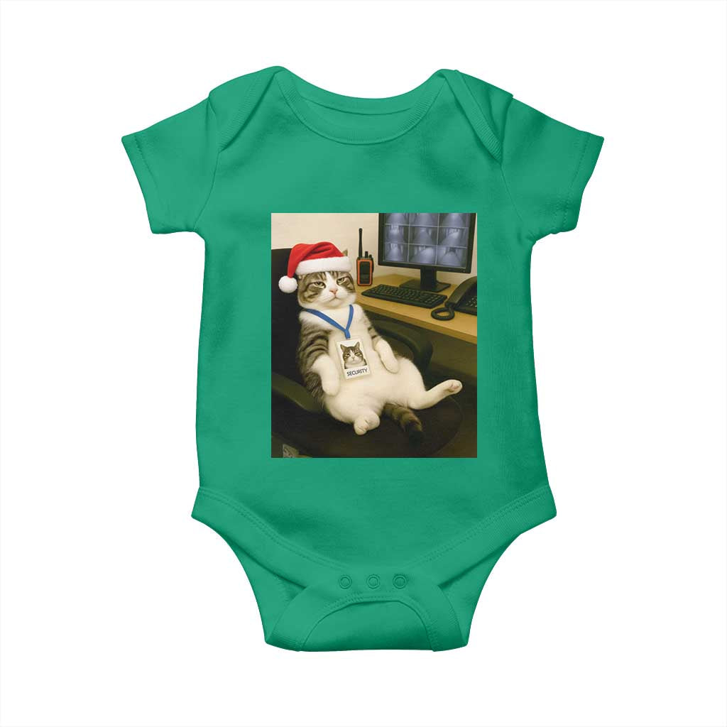 Funny Cat Christmas Baby Onesie Night Time Security Guard - Wonder Print Shop