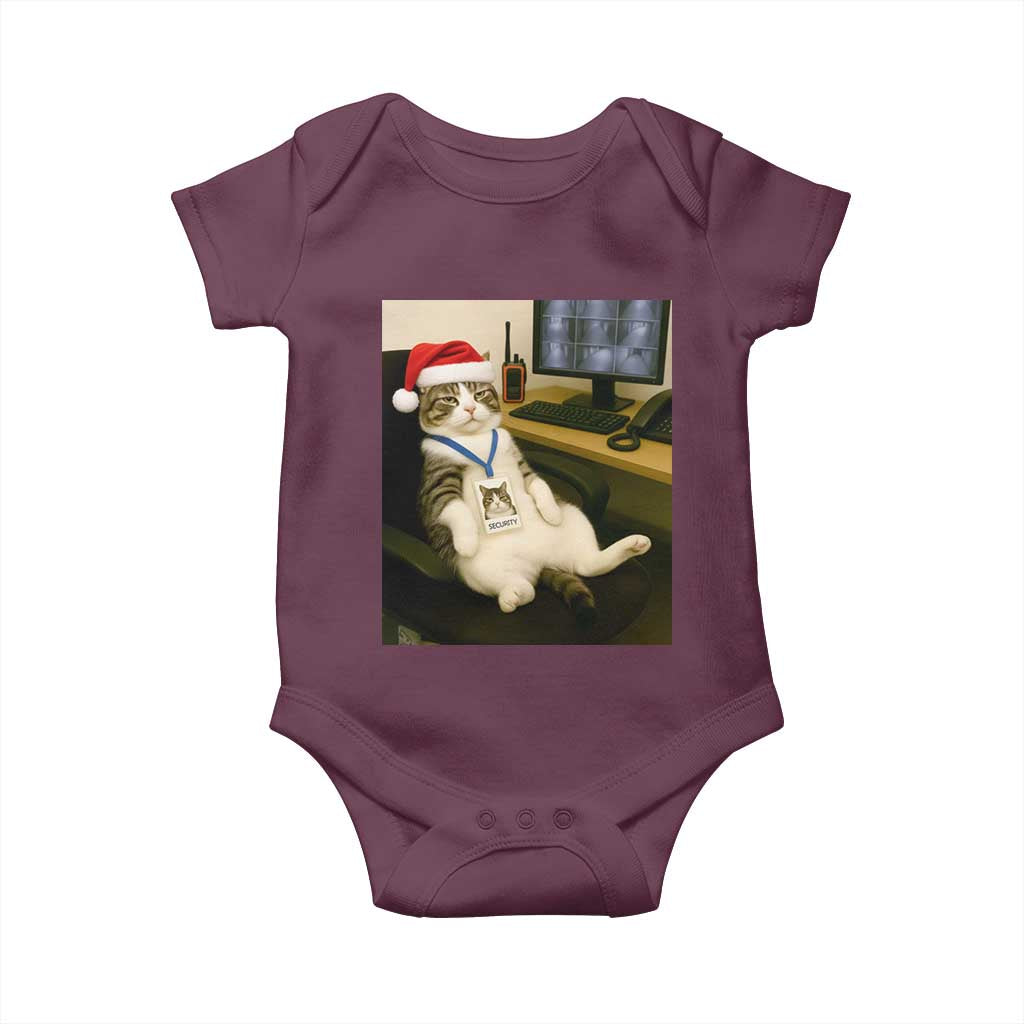 Funny Cat Christmas Baby Onesie Night Time Security Guard - Wonder Print Shop