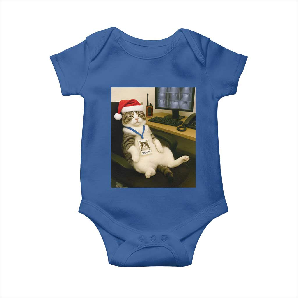 Funny Cat Christmas Baby Onesie Night Time Security Guard - Wonder Print Shop