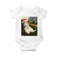 Funny Cat Christmas Baby Onesie Night Time Security Guard - Wonder Print Shop