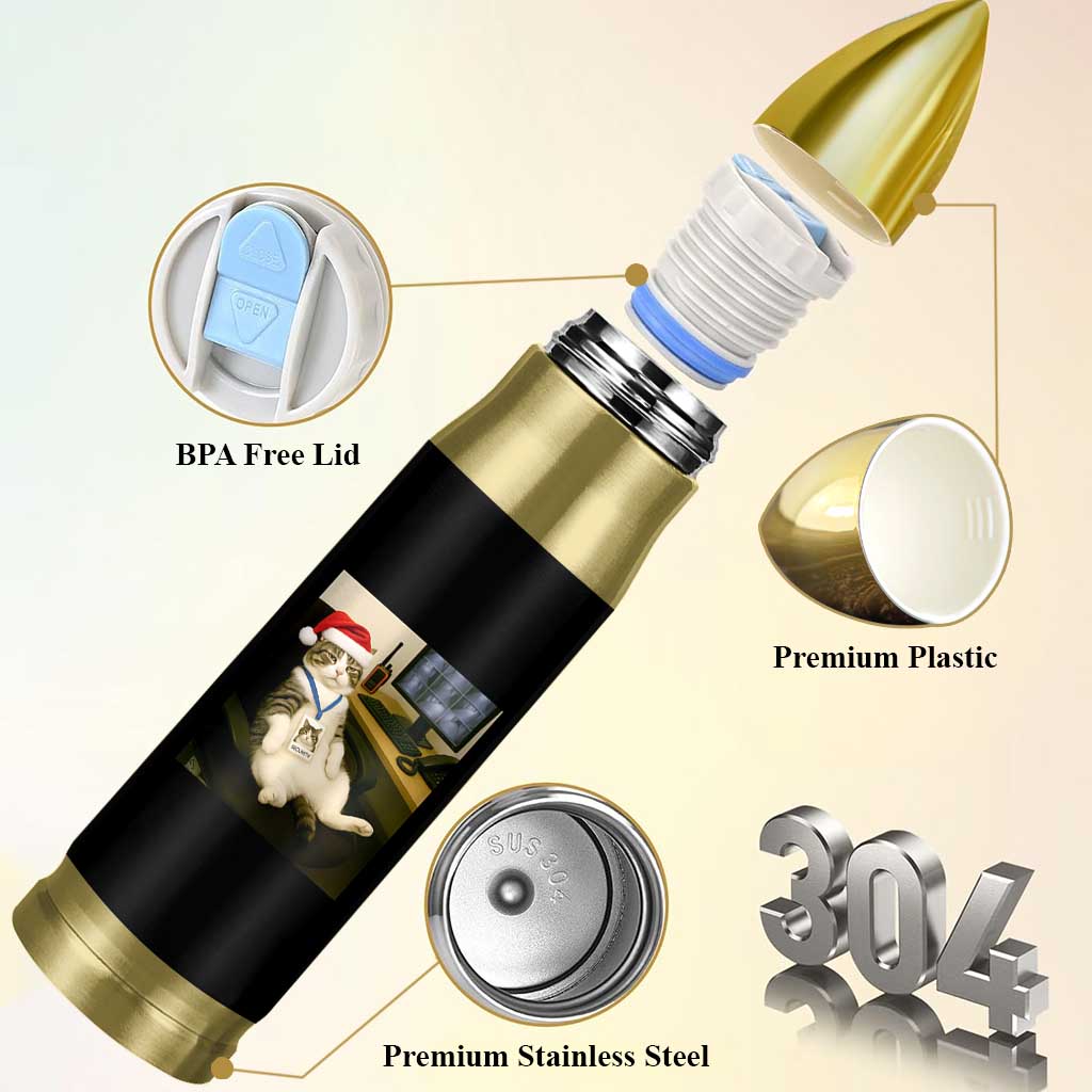 Funny Cat Christmas Bullet Tumbler Night Time Security Guard - Wonder Print Shop