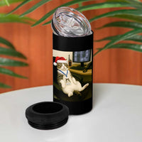 Funny Cat Christmas 4 in 1 Can Cooler Tumbler Night Time Security Guard - Wonder Print Shop
