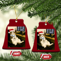 Funny Cat Christmas Ceramic Ornament Night Time Security Guard - Wonder Print Shop