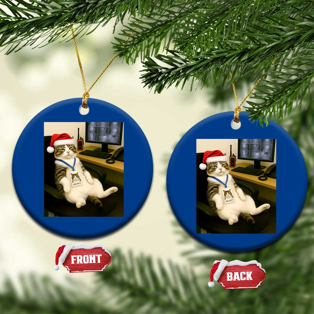 Funny Cat Christmas Ceramic Ornament Night Time Security Guard - Wonder Print Shop