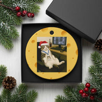 Funny Cat Christmas Ceramic Ornament Night Time Security Guard - Wonder Print Shop