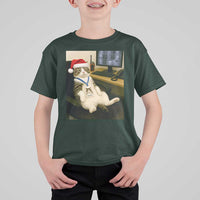 Funny Cat Christmas T Shirt For Kid Night Time Security Guard - Wonder Print Shop