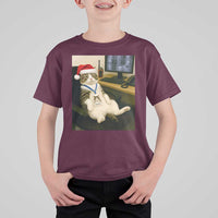 Funny Cat Christmas T Shirt For Kid Night Time Security Guard - Wonder Print Shop