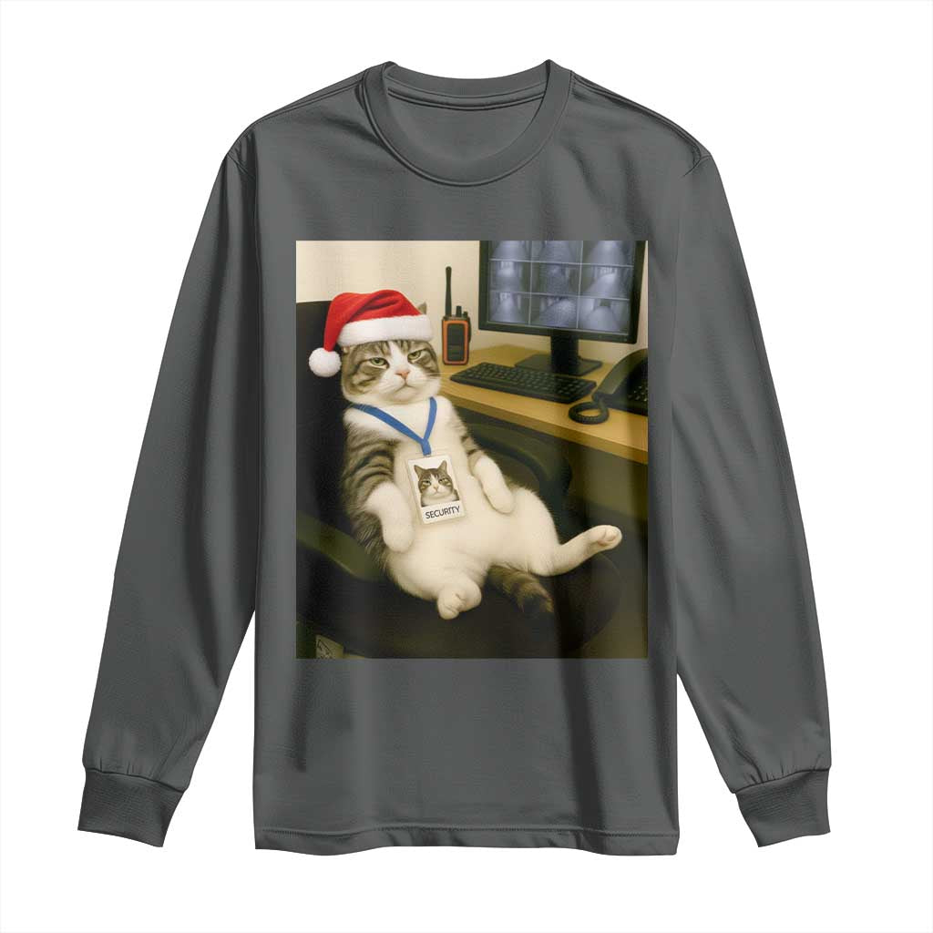 Funny Cat Christmas Long Sleeve Shirt Night Time Security Guard - Wonder Print Shop