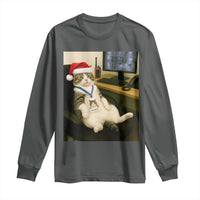 Funny Cat Christmas Long Sleeve Shirt Night Time Security Guard - Wonder Print Shop
