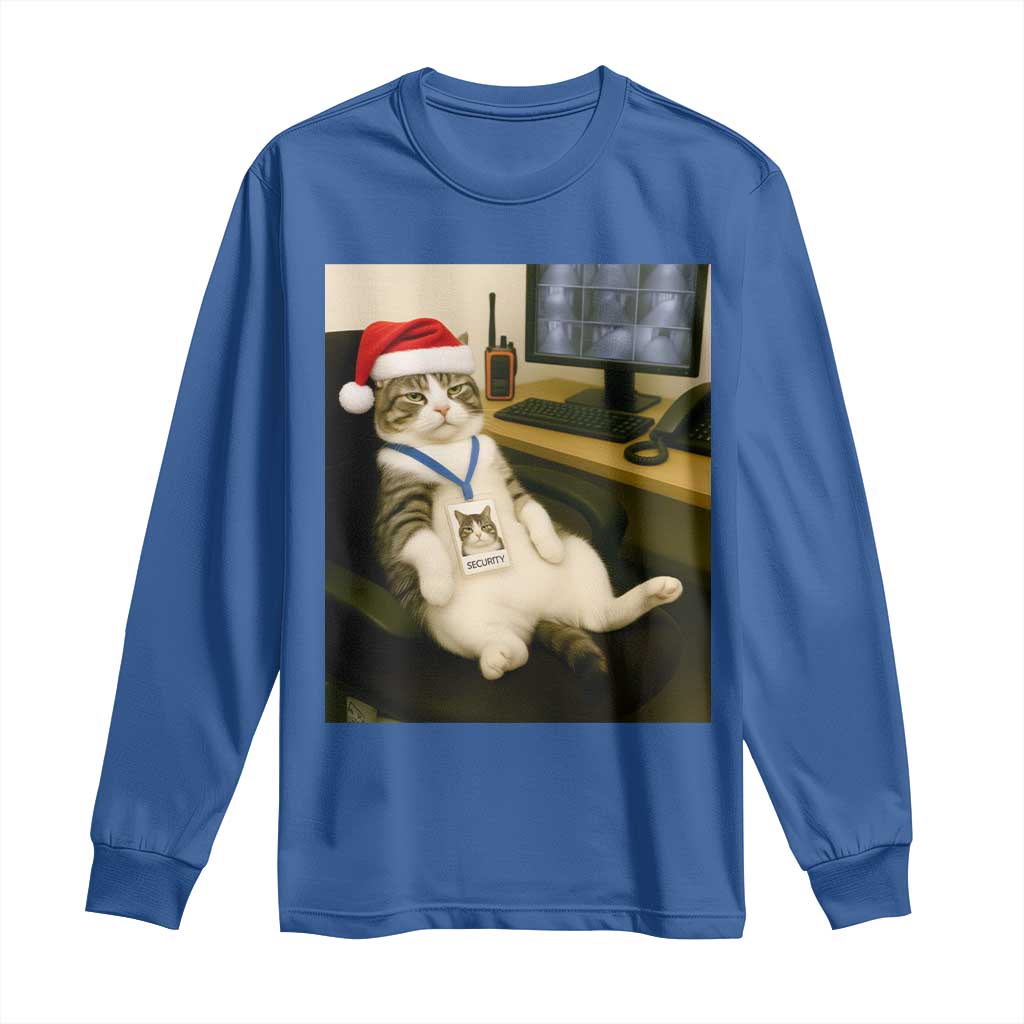 Funny Cat Christmas Long Sleeve Shirt Night Time Security Guard - Wonder Print Shop