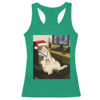 Funny Cat Christmas Racerback Tank Top Night Time Security Guard - Wonder Print Shop