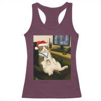 Funny Cat Christmas Racerback Tank Top Night Time Security Guard - Wonder Print Shop