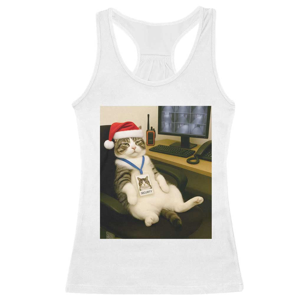 Funny Cat Christmas Racerback Tank Top Night Time Security Guard - Wonder Print Shop