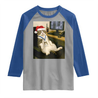 Funny Cat Christmas Raglan Shirt Night Time Security Guard - Wonder Print Shop