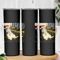 Funny Cat Christmas Skinny Tumbler Night Time Security Guard - Wonder Print Shop
