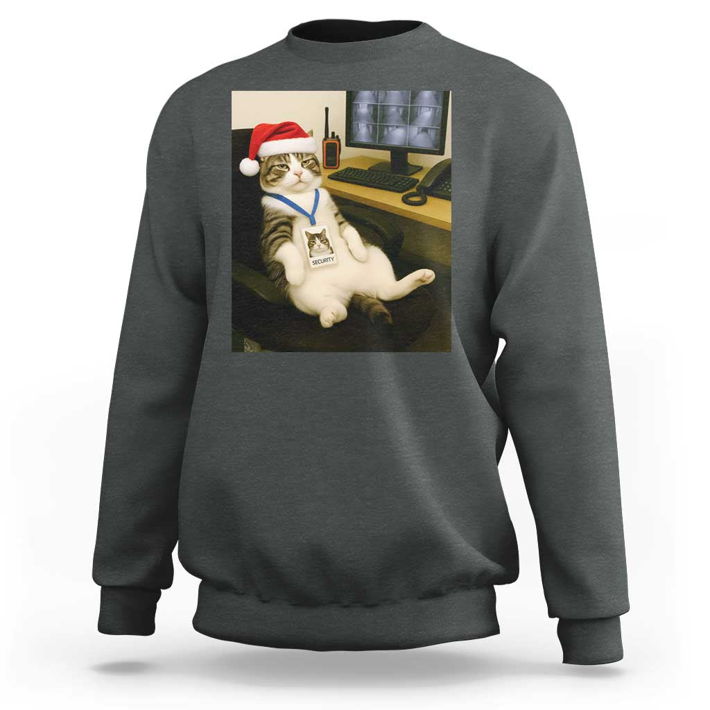 Funny Cat Christmas Sweatshirt Night Time Security Guard - Wonder Print Shop