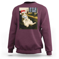 Funny Cat Christmas Sweatshirt Night Time Security Guard - Wonder Print Shop
