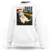 Funny Cat Christmas Sweatshirt Night Time Security Guard - Wonder Print Shop