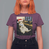 Funny Cat Christmas T Shirt For Women Night Time Security Guard - Wonder Print Shop