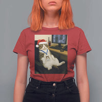 Funny Cat Christmas T Shirt For Women Night Time Security Guard - Wonder Print Shop