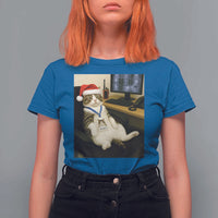 Funny Cat Christmas T Shirt For Women Night Time Security Guard - Wonder Print Shop