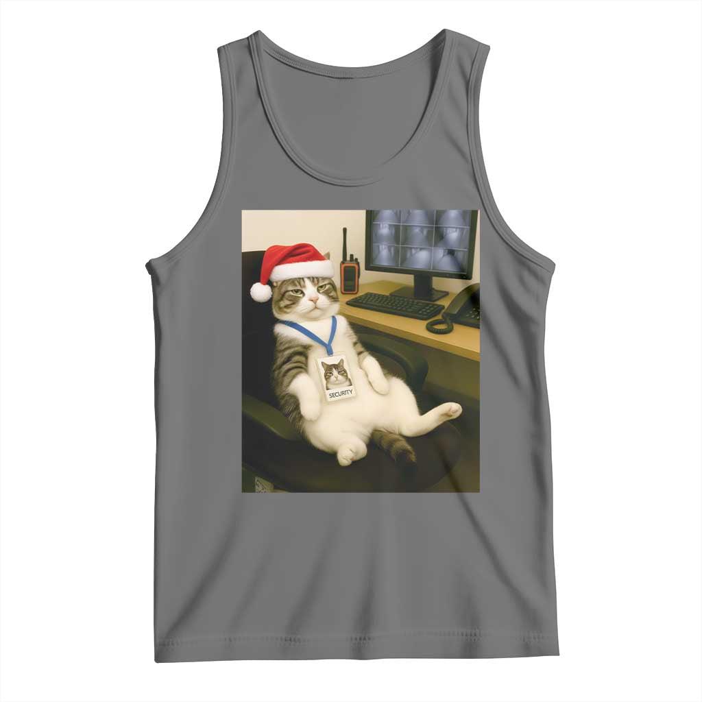 Funny Cat Christmas Tank Top Night Time Security Guard - Wonder Print Shop
