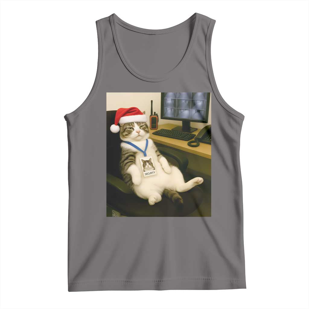 Funny Cat Christmas Tank Top Night Time Security Guard - Wonder Print Shop