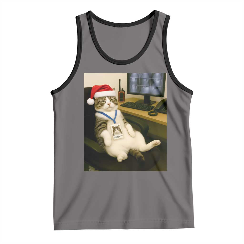 Funny Cat Christmas Tank Top Night Time Security Guard - Wonder Print Shop