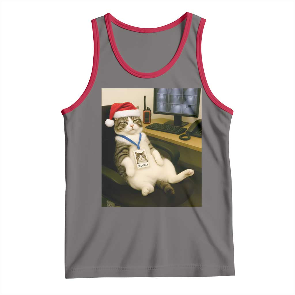 Funny Cat Christmas Tank Top Night Time Security Guard - Wonder Print Shop