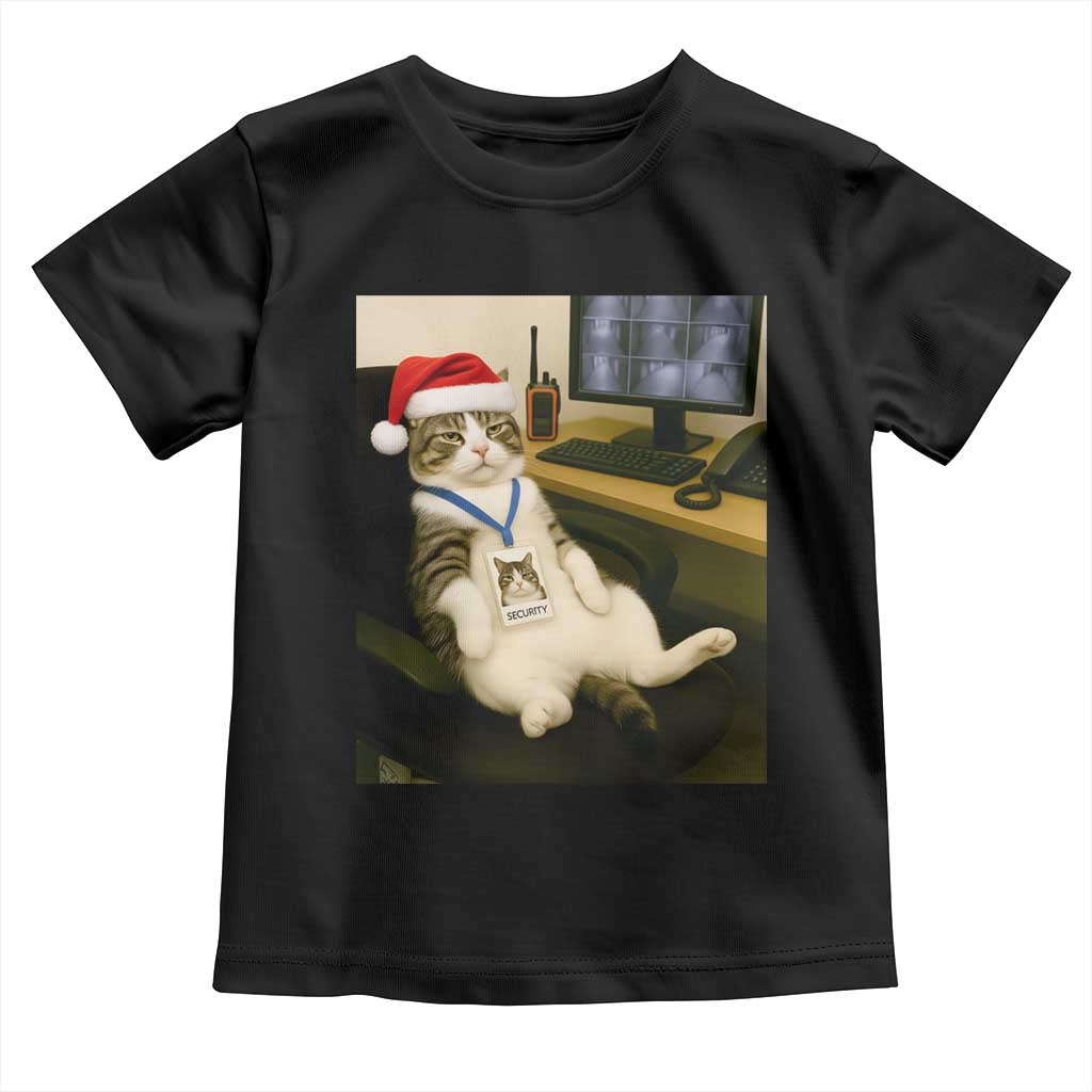 Funny Cat Christmas Toddler T Shirt Night Time Security Guard - Wonder Print Shop